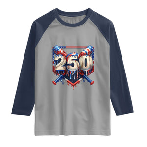 Patriotic Baseball Drip Raglan Shirt USA 250th Anniversary Gift TS12 Sport Gray Navy Print Your Wear