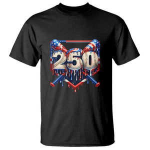 Patriotic Baseball Drip T Shirt USA 250th Anniversary Gift TS12 Black Print Your Wear
