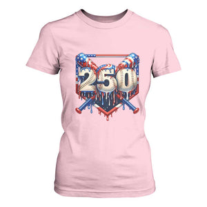 Patriotic Baseball Drip T Shirt For Women USA 250th Anniversary Gift TS12 Light Pink Print Your Wear