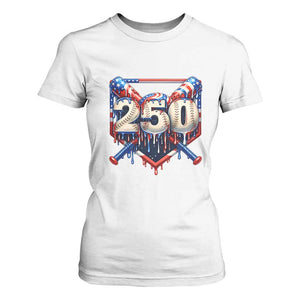 Patriotic Baseball Drip T Shirt For Women USA 250th Anniversary Gift TS12 White Print Your Wear