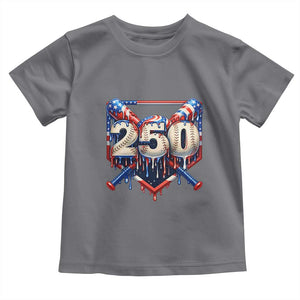 Patriotic Baseball Drip Toddler T Shirt USA 250th Anniversary Gift TS12 Charcoal Print Your Wear
