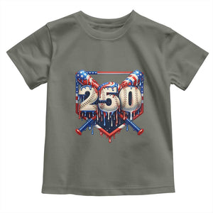 Patriotic Baseball Drip Toddler T Shirt USA 250th Anniversary Gift TS12 Military Green Print Your Wear