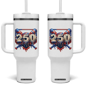Patriotic Baseball Drip Tumbler With Handle USA 250th Anniversary Gift TS12 One Size: 40 oz White Print Your Wear