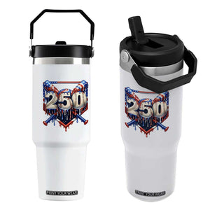 Patriotic Baseball Drip Flip Straw Tumbler USA 250th Anniversary Gift TS12 One Size: 30 oz White Print Your Wear