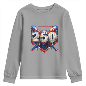 Patriotic Baseball Drip Youth Sweatshirt USA 250th Anniversary Gift TS12 Sport Gray Print Your Wear