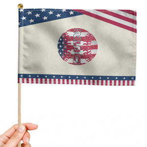 USA 250th Anniversary Baseball Patriotic Handheld Flag Athlete Gift TS12 Modern 8.2" × 5.5" Beige Blue Print Your Wear