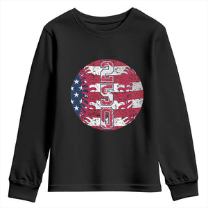 USA 250th Anniversary Baseball Youth Sweatshirt Patriotic Athlete Gift TS12 Black Print Your Wear