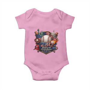 USA 250 Years Of Freedom Baseball Graphic Baby Onesie TS12 Light Pink Print Your Wear