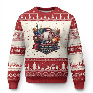 USA 250 Years Of Freedom Baseball Graphic Ugly Christmas Sweater TS12 Beige Red Print Your Wear