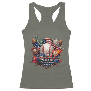 USA 250 Years Of Freedom Baseball Graphic Racerback Tank Top TS12 Military Green Print Your Wear