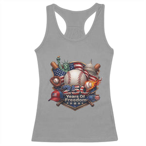 USA 250 Years Of Freedom Baseball Graphic Racerback Tank Top TS12 Sport Gray Print Your Wear