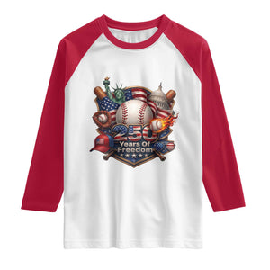 USA 250 Years Of Freedom Baseball Graphic Raglan Shirt TS12 White Red Print Your Wear