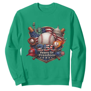 USA 250 Years Of Freedom Baseball Graphic Sweatshirt TS12 Irish Green Print Your Wear