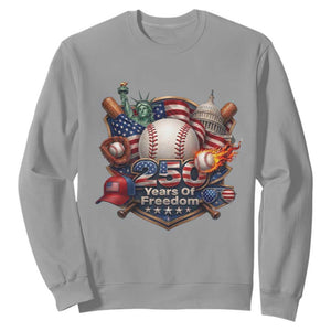 USA 250 Years Of Freedom Baseball Graphic Sweatshirt TS12 Sport Gray Print Your Wear