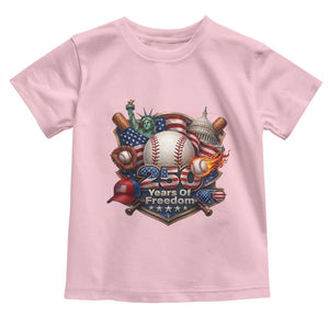 USA 250 Years Of Freedom Baseball Graphic Toddler T Shirt TS12 Light Pink Print Your Wear