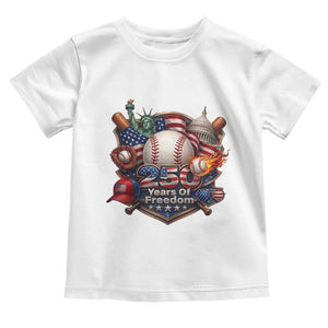 USA 250 Years Of Freedom Baseball Graphic Toddler T Shirt TS12 White Print Your Wear