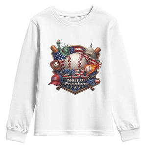 USA 250 Years Of Freedom Baseball Graphic Youth Sweatshirt TS12 White Print Your Wear