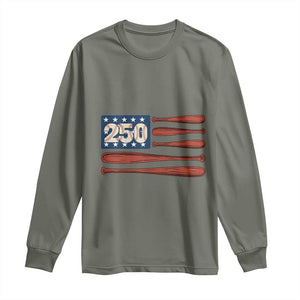 USA Flag Baseball Long Sleeve Shirt America 250th Anniversary Gift TS12 Military Green Print Your Wear