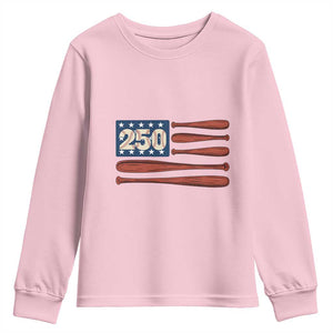 USA Flag Baseball Youth Sweatshirt America 250th Anniversary Gift TS12 Light Pink Print Your Wear