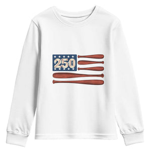 USA Flag Baseball Youth Sweatshirt America 250th Anniversary Gift TS12 White Print Your Wear