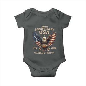 Patriotic Bald Eagle Football Baby Onesie America 250th Anniversary Gift TS12 Dark Heather Print Your Wear