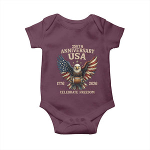 Patriotic Bald Eagle Football Baby Onesie America 250th Anniversary Gift TS12 Maroon Print Your Wear
