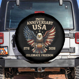 Patriotic Bald Eagle Football Spare Tire Cover America 250th Anniversary Gift TS12 No hole Black Print Your Wear
