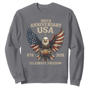Patriotic Bald Eagle Football Sweatshirt America 250th Anniversary Gift TS12 Charcoal Print Your Wear