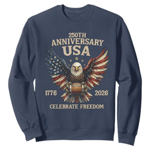 Patriotic Bald Eagle Football Sweatshirt America 250th Anniversary Gift TS12 Navy Print Your Wear