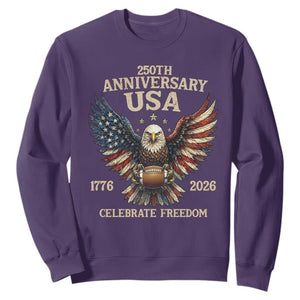 Patriotic Bald Eagle Football Sweatshirt America 250th Anniversary Gift TS12 Purple Print Your Wear