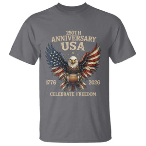 Patriotic Bald Eagle Football T Shirt USA 250th Anniversary Gift TS12 Charcoal Print Your Wear