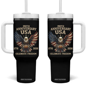 Patriotic Bald Eagle Football Tumbler With Handle America 250th Anniversary Gift TS12 One Size: 40 oz Black Print Your Wear