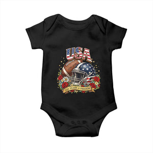 Patriotic Floral Baseball Baby Onesie USA 250th Anniversary Gift TS12 Black Print Your Wear