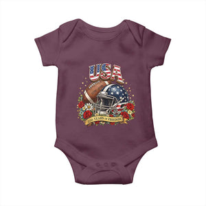 Patriotic Floral Baseball Baby Onesie USA 250th Anniversary Gift TS12 Maroon Print Your Wear