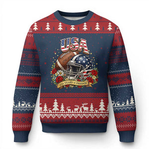 Patriotic Floral Baseball Ugly Christmas Sweater USA 250th Anniversary Gift TS12 Navy Red Print Your Wear