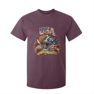 Patriotic Floral Baseball T Shirt For Kid USA 250th Anniversary Gift TS12 Maroon Print Your Wear