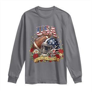 Patriotic Floral Baseball Long Sleeve Shirt USA 250th Anniversary Gift TS12 Charcoal Print Your Wear