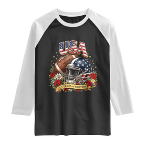 Patriotic Floral Baseball Raglan Shirt USA 250th Anniversary Gift TS12 Black White Print Your Wear