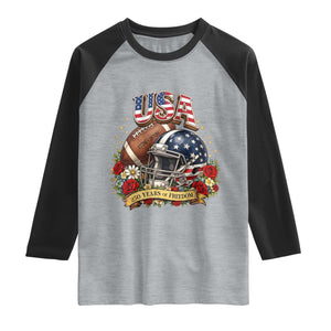 Patriotic Floral Baseball Raglan Shirt USA 250th Anniversary Gift TS12 Heather Gray Black Print Your Wear