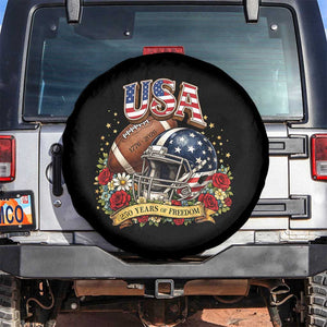 Patriotic Floral Baseball Spare Tire Cover USA 250th Anniversary Gift TS12 No hole Black Print Your Wear