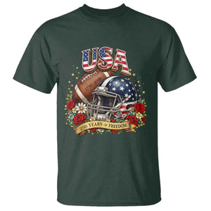 Patriotic Floral Baseball T Shirt USA 250th Anniversary Gift TS12 Dark Forest Green Print Your Wear