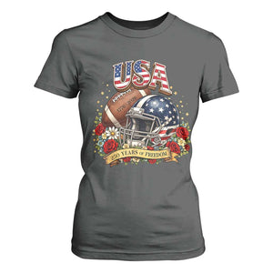 Patriotic Floral Baseball T Shirt For Women USA 250th Anniversary Gift TS12 Dark Heather Print Your Wear