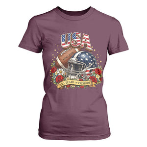 Patriotic Floral Baseball T Shirt For Women USA 250th Anniversary Gift TS12 Maroon Print Your Wear