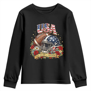 Patriotic Floral Baseball Youth Sweatshirt USA 250th Anniversary Gift TS12 Black Print Your Wear