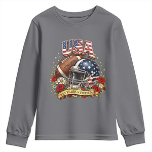 Patriotic Floral Baseball Youth Sweatshirt USA 250th Anniversary Gift TS12 Charcoal Print Your Wear