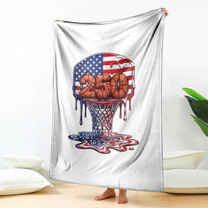 Patriotic Basketball Drip Throw Blanket USA 250th Anniversary Gift TS12 Print Your Wear