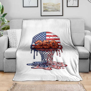 Patriotic Basketball Drip Throw Blanket USA 250th Anniversary Gift TS12 Print Your Wear