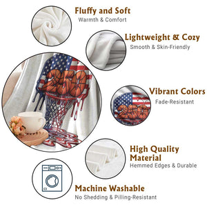 Patriotic Basketball Drip Throw Blanket USA 250th Anniversary Gift TS12 Print Your Wear