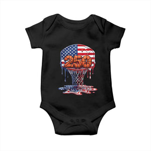 Patriotic Basketball Drip Baby Onesie USA 250th Anniversary Gift TS12 Black Print Your Wear