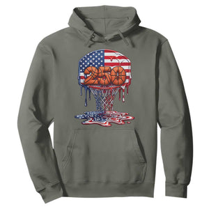Patriotic Basketball Drip Hoodie USA 250th Anniversary Gift TS12 Military Green Print Your Wear